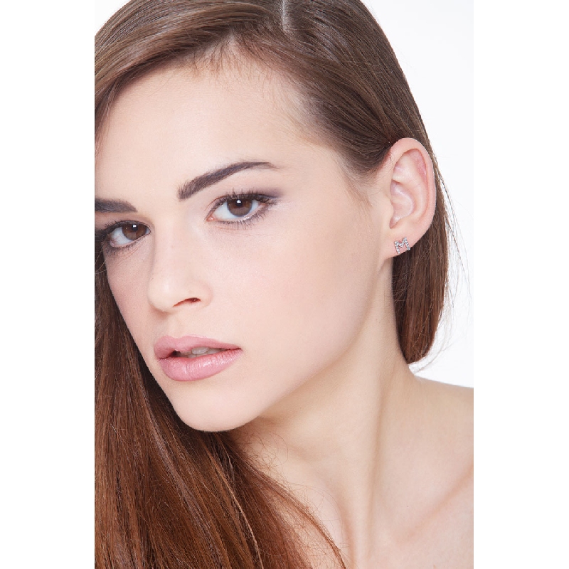 Letter M single earring with diamonds