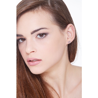 Letter M single earring with diamonds