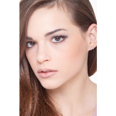 Letter W single earring with diamonds