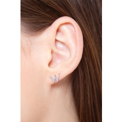 Letter W single earring with diamonds 2
