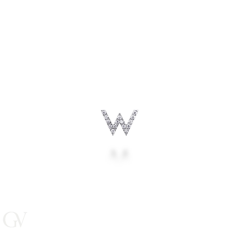 Letter W single earring with diamonds