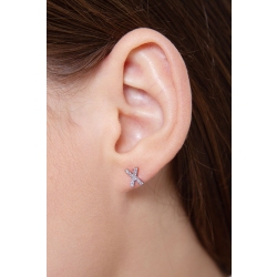 Letter X single earring with diamonds 2