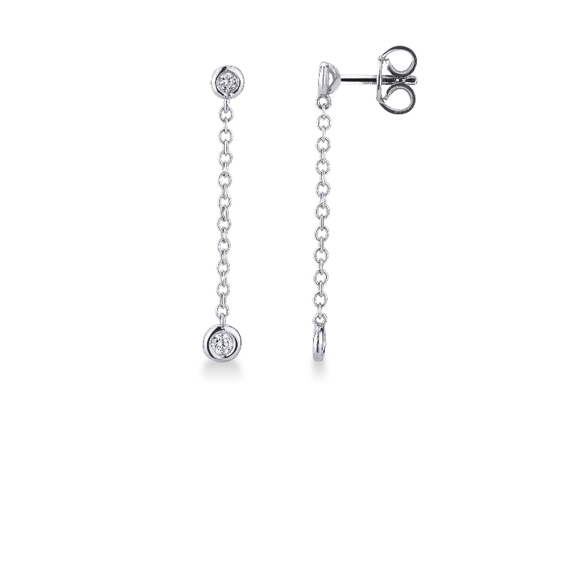 White gold 18k drop earrings with diamonds, cm 2,5 