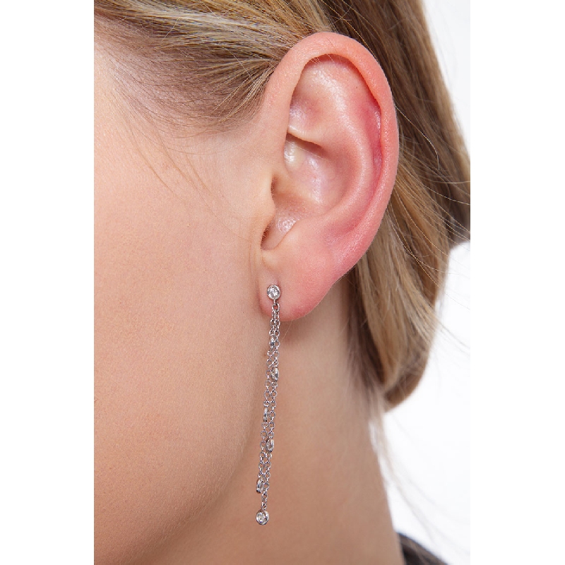 White gold 18k drop earrings with 7 bezel diamonds 
