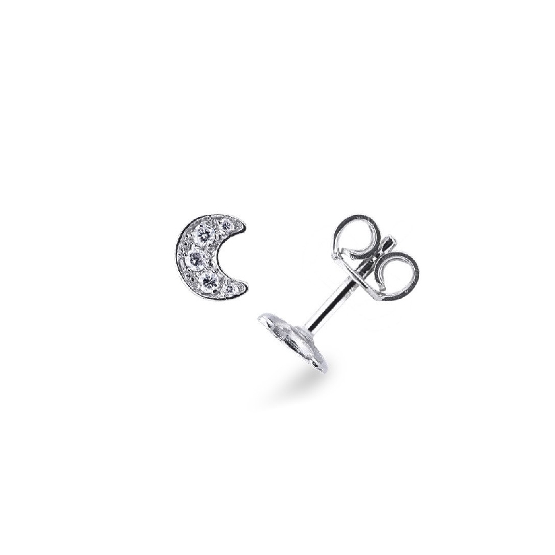 18k white gold half mon earrings with diamonds