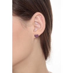 18k white gold heart shape earrings with burnished top and ruby pavè 2