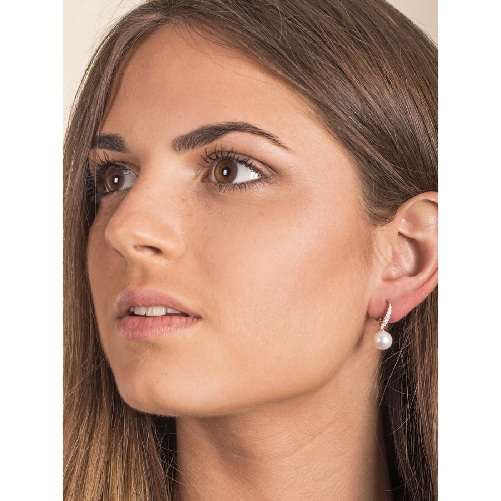 Vogem Orecchini A Perno Con Perle Bianche D'Acqua Dolce 10 Mm – Placcato Oro Bianco – Donna