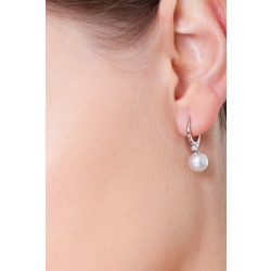 White gold 18k drop earrings with natural cultivated pearl and diamonds  2
