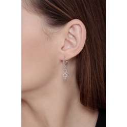 White gold 18k drop earrings with child pendant and diamonds  2