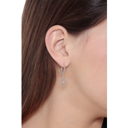 White gold 18k drop earrings with star pendants and diamonds  2