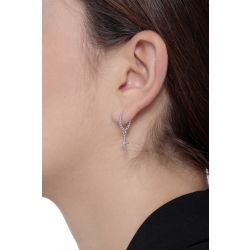White gold 18k drop earrings with cross pendants with diamonds  2