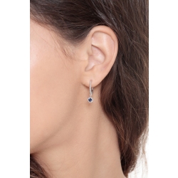 White gold 18k drop earrings with blue sapphires round cut 2
