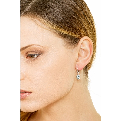 White gold 18k drop earrings with aquamarine 