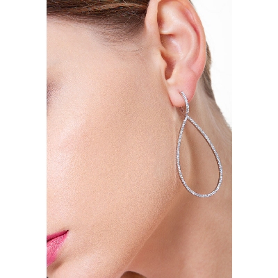 White gold 18k drop earrings pear shape with diamonds