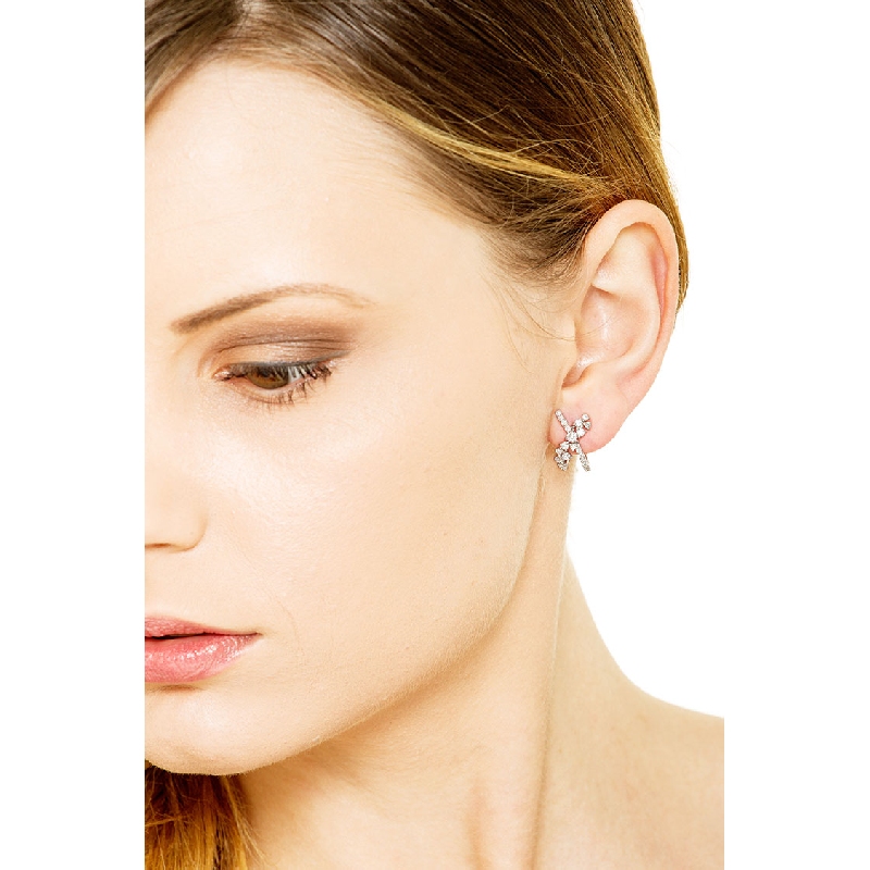 White gold 18k criss cross diamonds earrings 