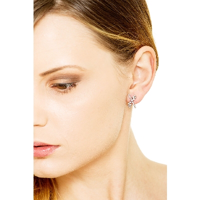 White gold 18k criss cross diamonds earrings 