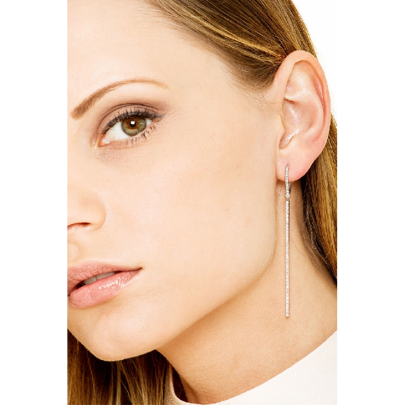 White gold 18k drop earrings with diamond bar 