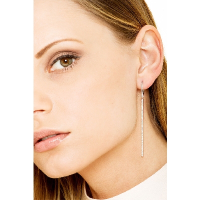 White gold 18k drop earrings with diamond bar 