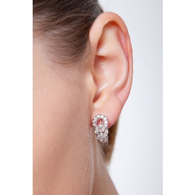 White gold 18k groumette earrings with diamonds 