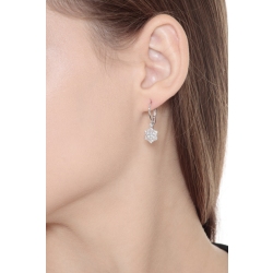 White gold 18k earrings with diamonds flowers  2