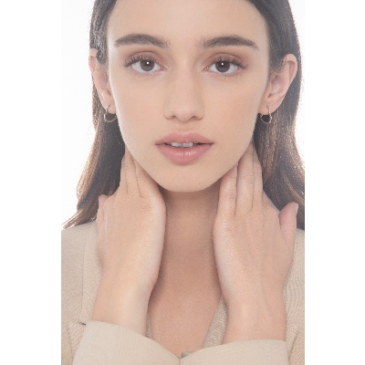 Earrings heart shape in white gold 18k with diamonds, 15.8 mm