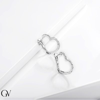 Earrings heart shape in white gold 18k with diamonds 