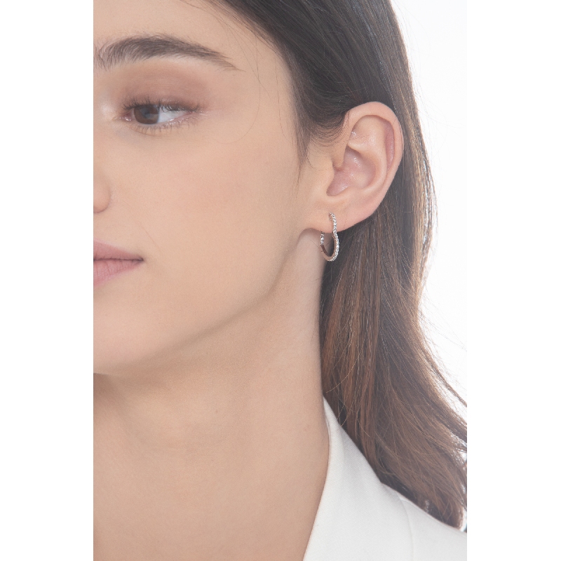 Earrings heart shape in white gold 18k with diamonds 