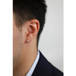 Mono orecchino a croce da Uomo in oro bianco 18k con diamanti 2