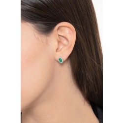 18k white gold halo stud earrings with emeralds and diamonds  2