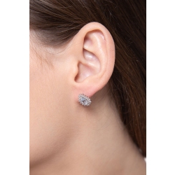 White gold 18k halo stud earrings with aquamarine pear cut and diamonds  2