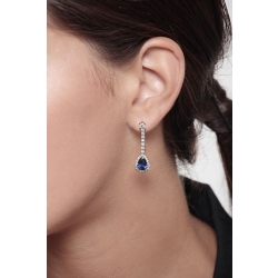 White gold drop earrings with blue sapphires and diamonds  2