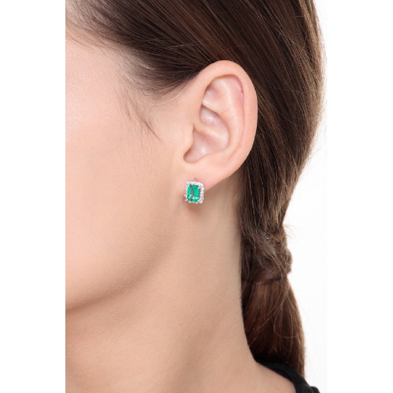 Orecchini Davite & Delucchi - Oro Bianco con Smeraldo ct. 1,41