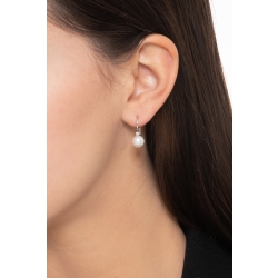 White gold 18k pearl drop earrings with diamonds  2