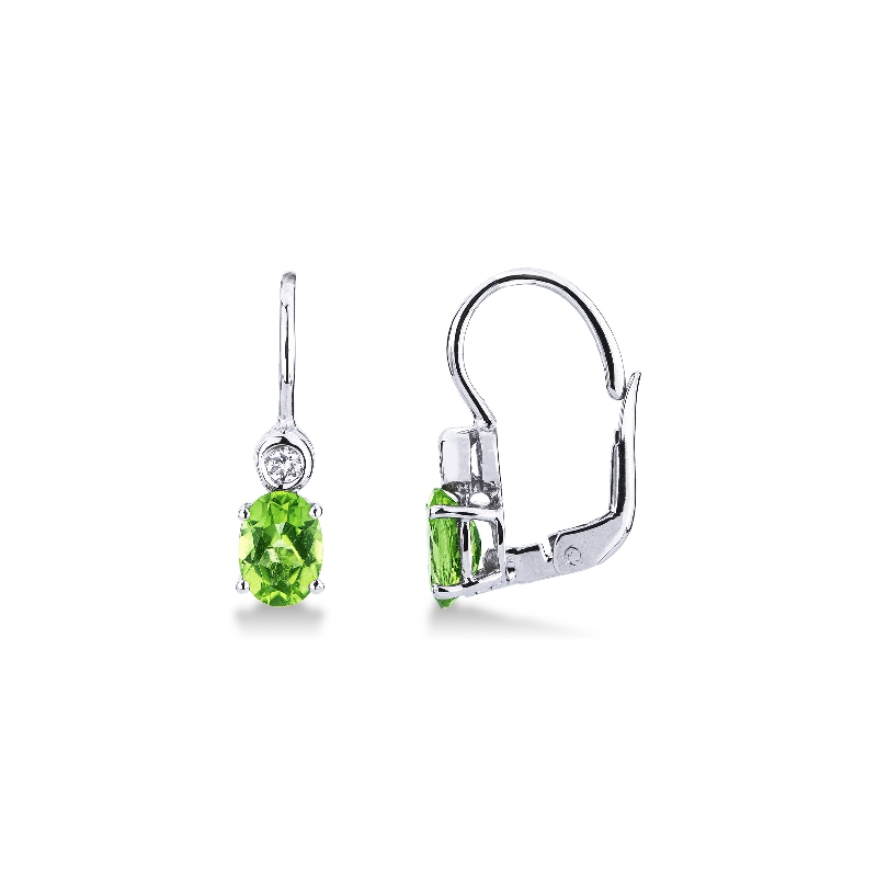 18k white gold clip earrings with peridots and diamonds