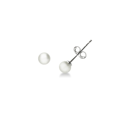 White gold 18k stud earrings with natural pearl 5mm