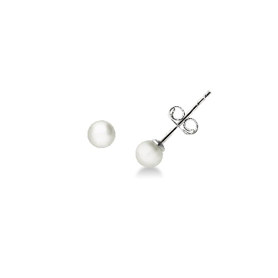 White gold 18k stud earrings with natural pearl 5mm