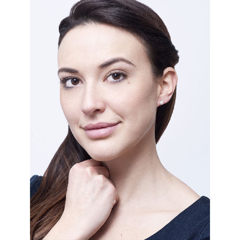 18k white gold stud 5,5 mm pearls earrings 