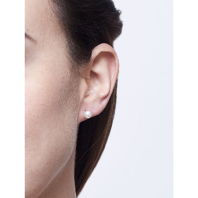 18k white gold stud 5,5 mm pearls earrings 