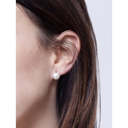 Orecchini a lobo in oro bianco 18k con perla naturale coltivata 2