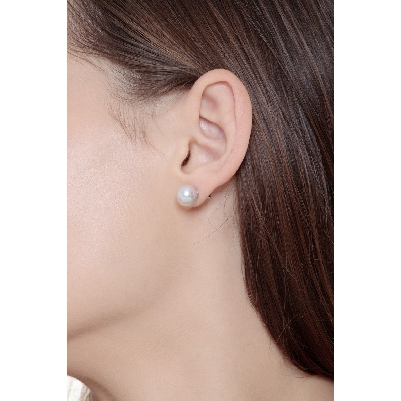White gold 18k stud earrings with natural cultivated pearls