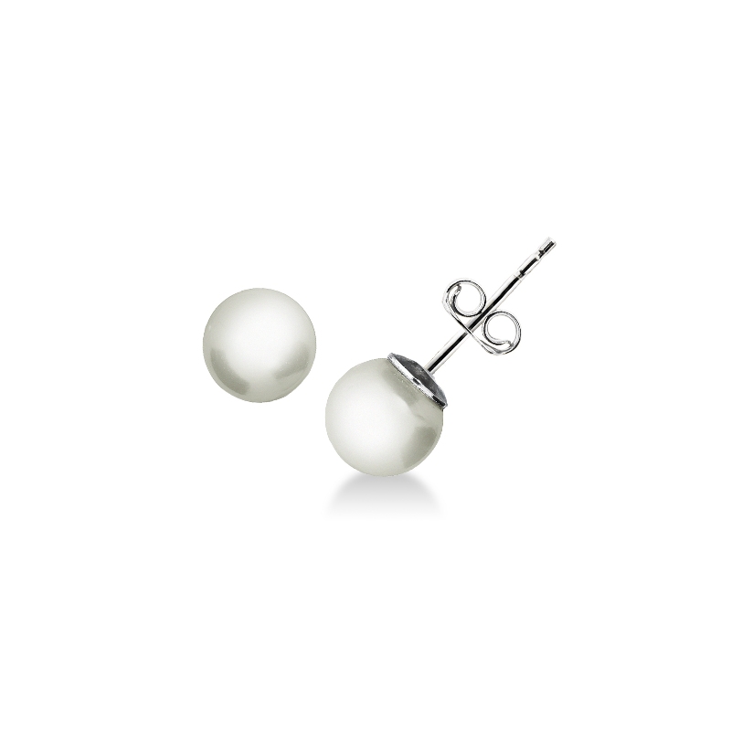 White gold 18k stud earrings with natural cultivated pearls