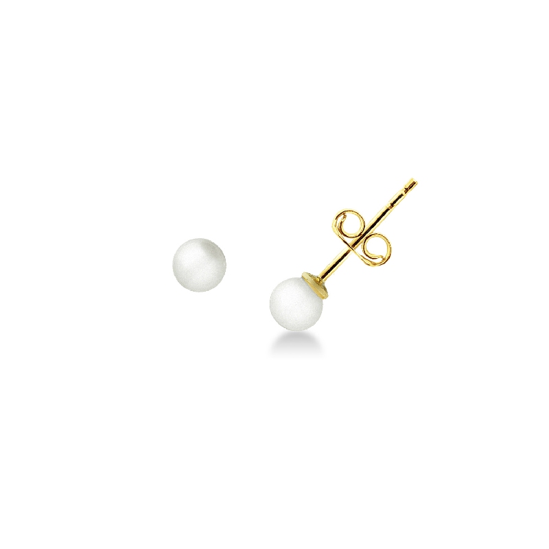 Yellow gold 18k stud earrings with 5 mm natural cultivated pearls