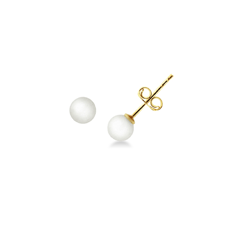 Yellow gold 18k stud earrings with natural cultivated pearls