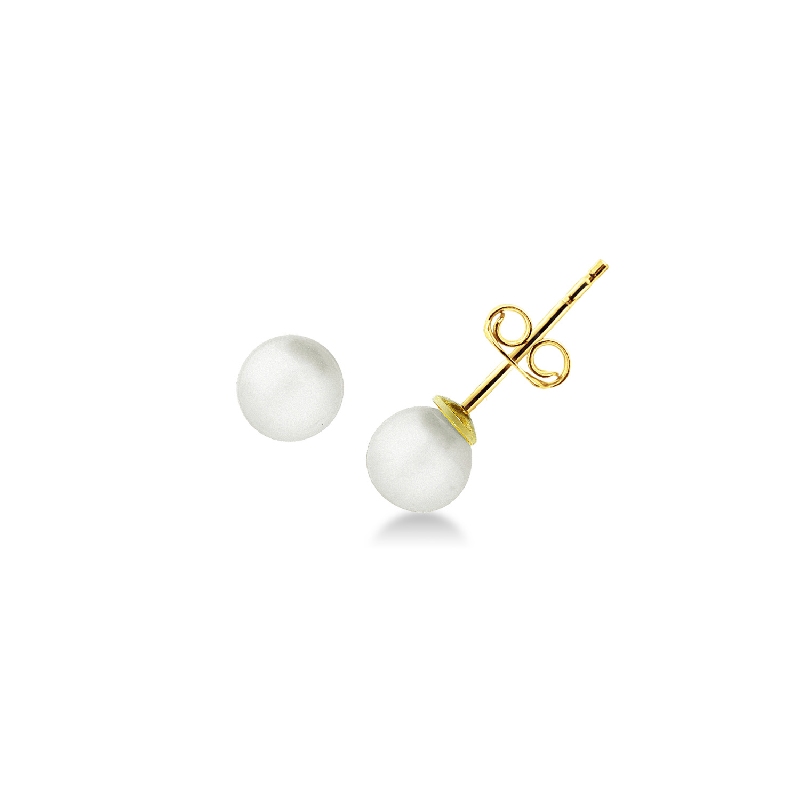 Pearl stud earrings in yellow gold 18k
