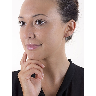 White gold 18k round earrings with diamonds  