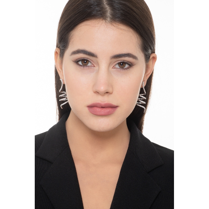 Spiral earrings in white gold 18k with diamonds 