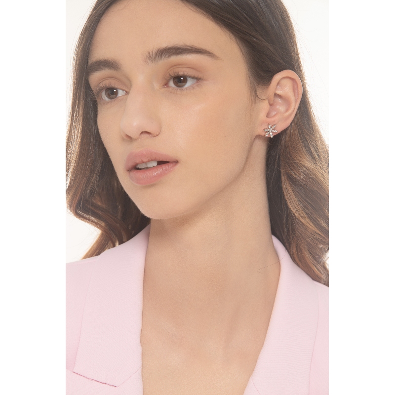 18k white gold earrings with flowers in diamonds 