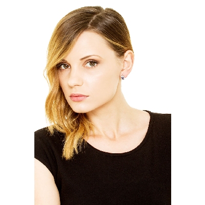 Halo stud earrings with blue sapphires and diamonds halo