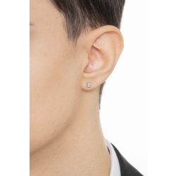 Mono orecchino punto luce a filo in oro Bianco 18k a 4 griffe con diamante, Uomo 2