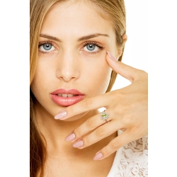 Anello contorno moderno con Peridoto e Diamanti in Oro bianco 18k  2